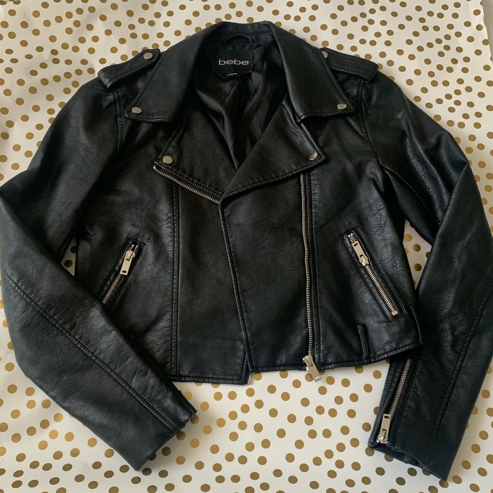 Bebe Black Vegan Leather Jacket